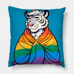 Comfy Womfy Furry Pride Tiger LGBTQ Rainbow Pillow