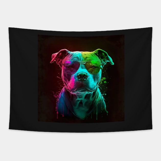 Handsome bodyguard - Pitbull retro rgb style Tapestry by UmagineArts