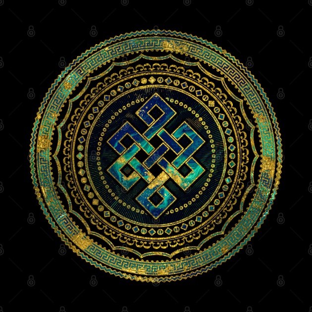 Marble and Abalone Endless Knot  in Mandala Decorative Shape by Nartissima