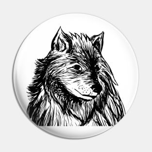 Wolf digital pencil drawing Pin