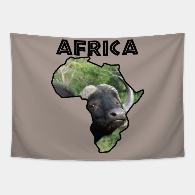 Africa Wildlife Continent Buffalo Grass Tapestry by PathblazerStudios