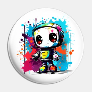 Cute cartoon Robot. Funny cyborg. Pin