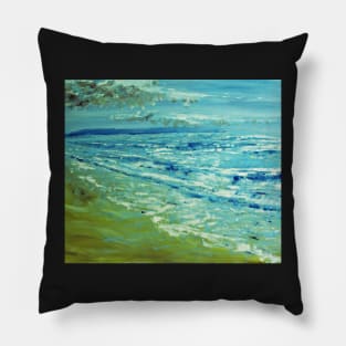 Green Hills Beach 1, from my original acrylic painting on canvas, by Geoff Hargraves Pillow