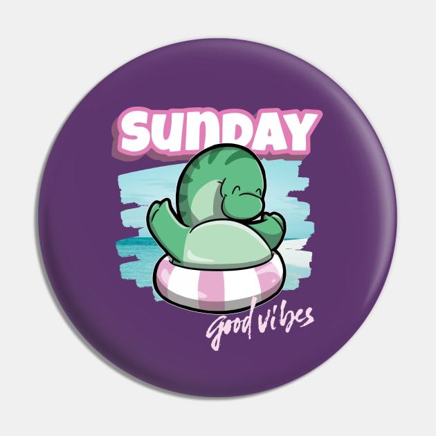 Long Neck Dinosaur floating by the seaside with good vibes on Sunday Pin by DinoMart