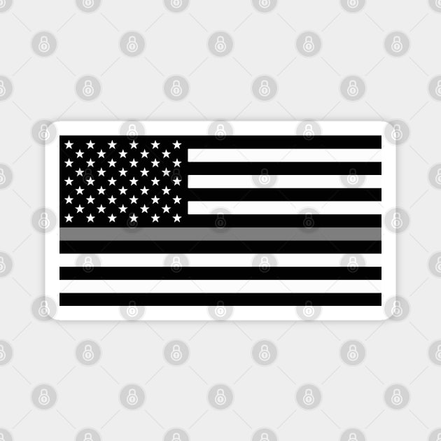 American Flag Thin Silver Line Magnet by Scar