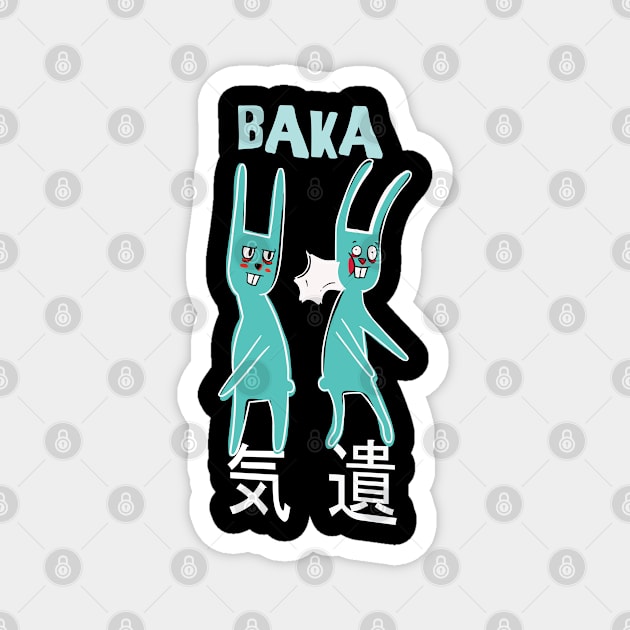 Funny Rabbits Baka Baka Baka Magnet by CrissWild