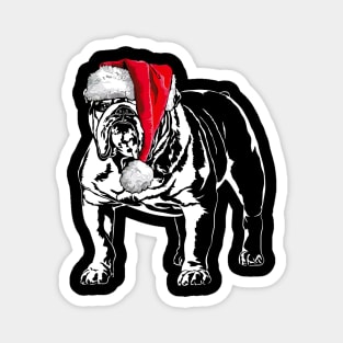 Santa English Bulldog Christmas dog Magnet