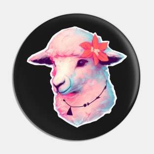 Sheep with a flower digital drawing Pin