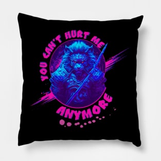 Synthwave Samurai lion - You can't Hurt me Anymore Pillow