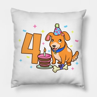 I am 4 with dog - kids birthday 4 years old Pillow