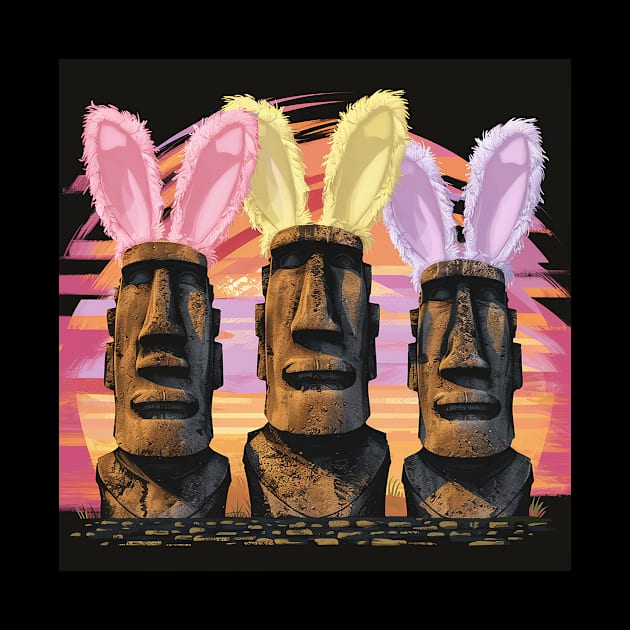 Moai Bunnies of Easter Island by Dizgraceland