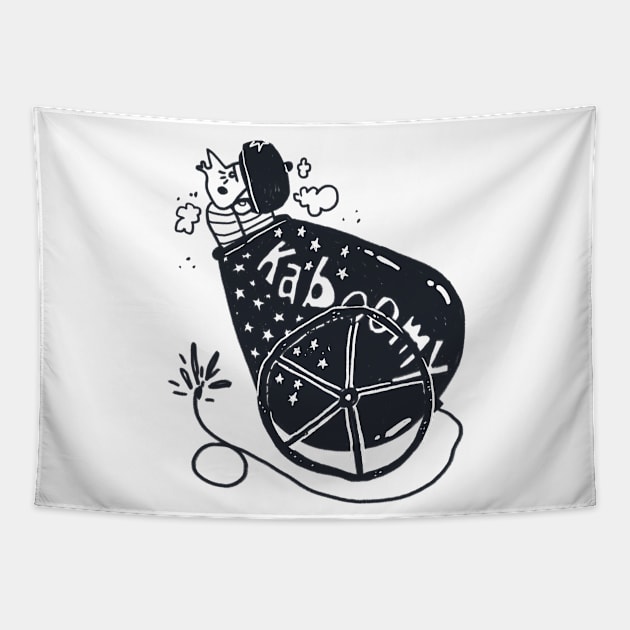 Kaboom Circus Illustration Tapestry by Rachelle Maryse