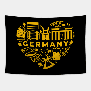 German Icons in a Heart Shape // Germany Pride Tapestry