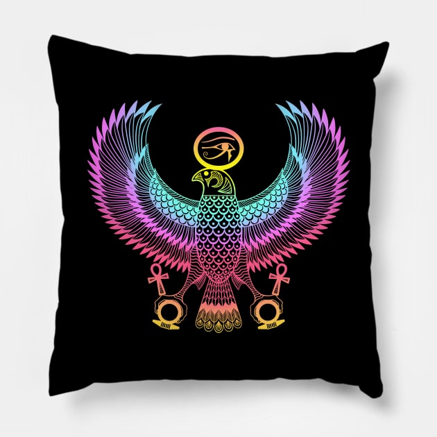 Ancient Egyptian God Horus as Royal Falcon Pillow by OccultOmaStore