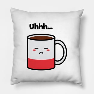 Uhhh... | Coffee | Charging | Low Battery | Cute Kawaii | White Pillow