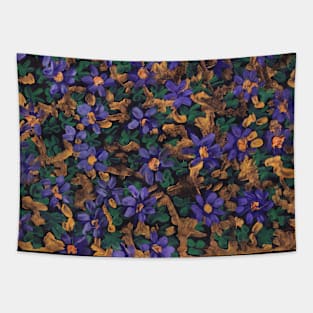 Blue Blossom of Flowers - Hand Painted and Digitally Enhanced Artwork Tapestry