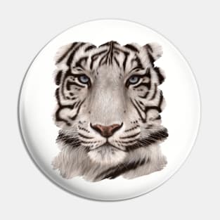 White Tiger Face Painting Pin