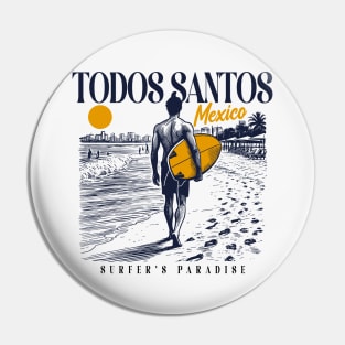 Vintage Surfing Todos Santos, Mexico // Retro Surfer Sketch // Surfer's Paradise Pin