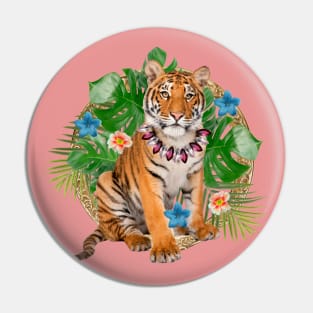 Tropical Tiger With Flowers Pin