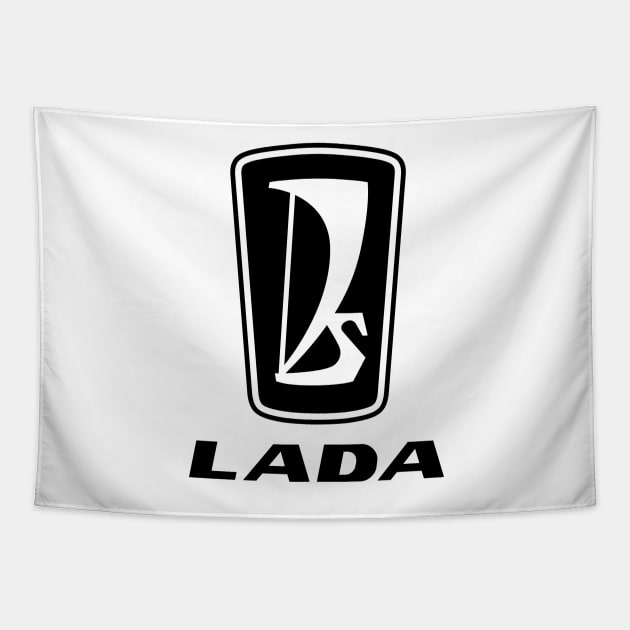 Lada logo 1975s (black) Tapestry by GetThatCar