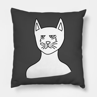 Tired Cat Crying Pillow