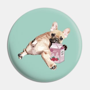 French bulldog lovers, frenchie and strawberry milk, smoothie, milk shake, Pin