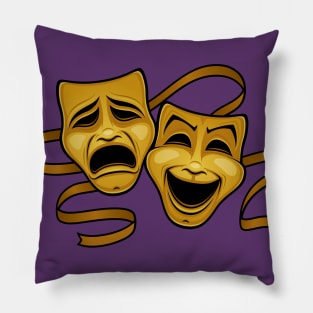 Gold Comedy And Tragedy Theater Masks Pillow