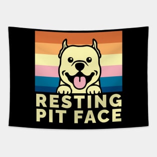 Vintage Pitbull Resting Pit Face - Funny Pitbull Lovers Tapestry