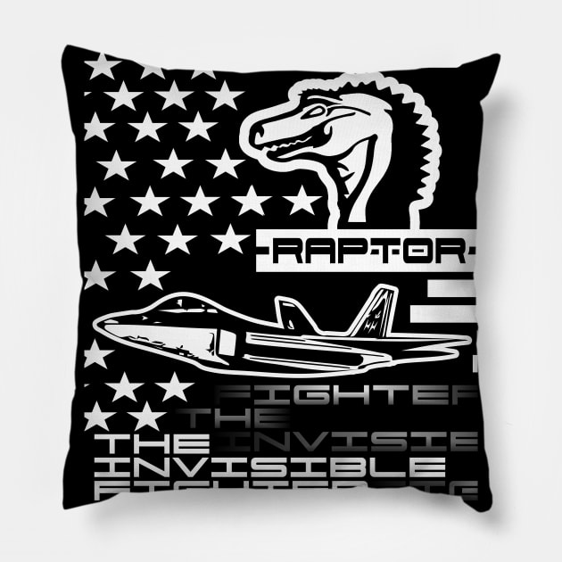 F22 Raptor BLACK Pillow by Marko700m