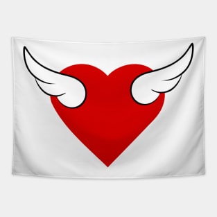 Winged Red Heart 03 White Tapestry