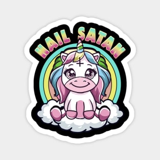 Hail Satan Unicorn Rainbow Heavy Metal Satanic Pun Magnet