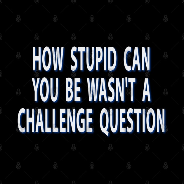 How Stupid Can You Be Wasnt A Challenge Question Sarcastic by Rosemarie Guieb Designs