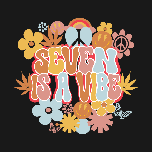 7th Birthday Retro Groovy Shirt, Seven Is a Vibe 7 Year Old Birthday by mcoshop