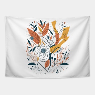 Floral Bohemian Style Geometric Shapes Tapestry