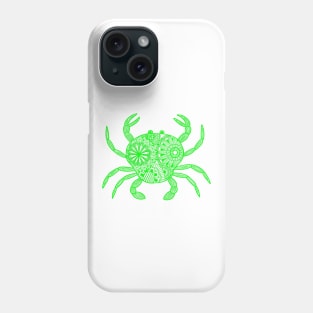 Mandala Crab (green and white) Phone Case