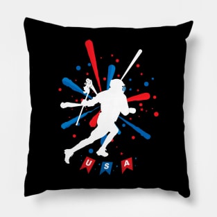 Lacrosse Usa American Flag Pillow