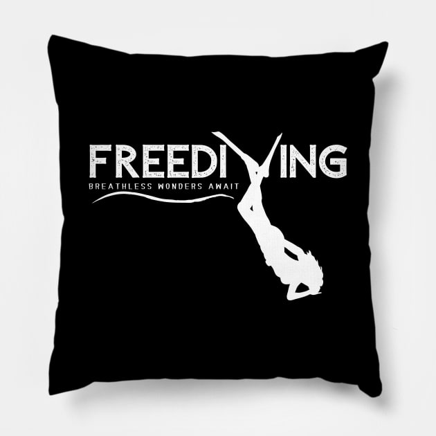 Freediving - Breathless Wonders Await | Freediving | Freediver | Ocean lover | Diver | Apnea Pillow by Punderful Adventures