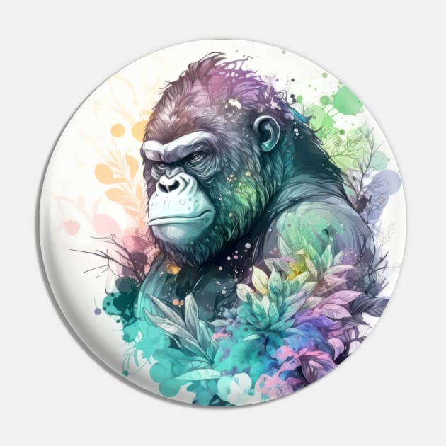 Gorilla Ape Portrait Animal Painting Wildlife Outdoors Adventure Pin by Cubebox