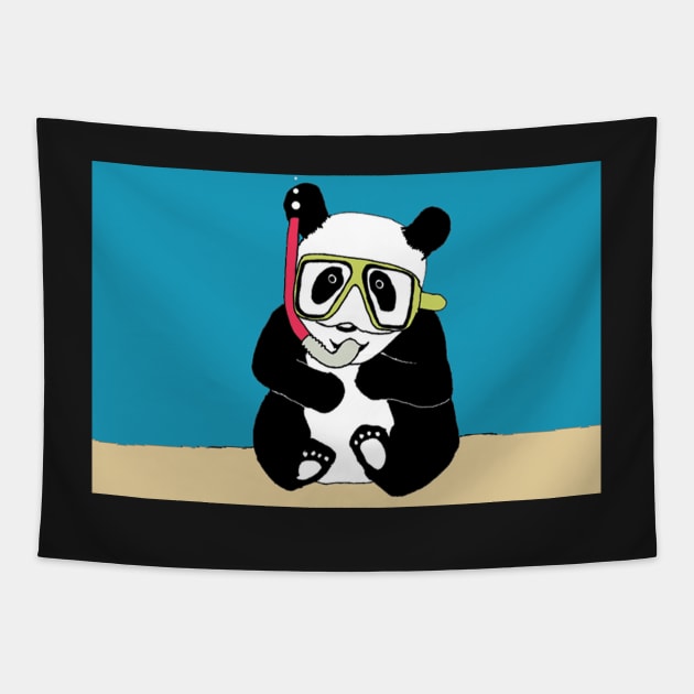 Snorkel Panda Tapestry by JurassicPanda