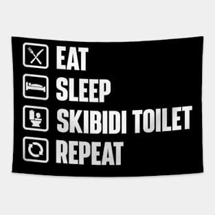 Eat Sleep Skibidi Toilet Repeat - Skibidi Toilet Meme Tapestry