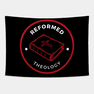 Reformed Theology Red bible circle Tapestry