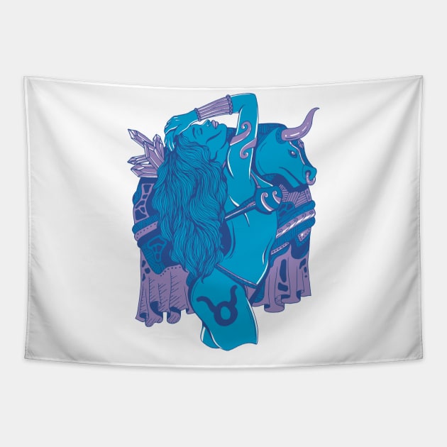 Mountain Blue Taurus Beauty Tapestry by kenallouis