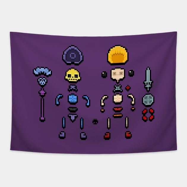 8-bit Heroes Assembly Kit! Tapestry by The_Oluk