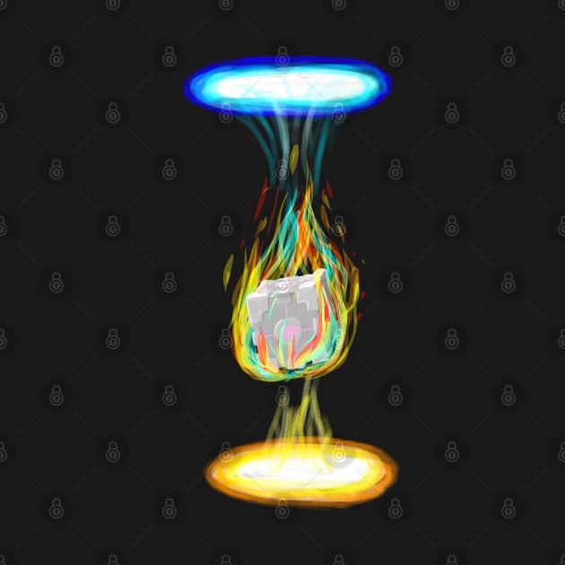 Companion Cube on Fire by CaptainPoptop