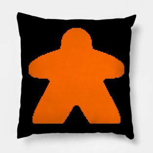 Orange Pixelated Meeple Pillow