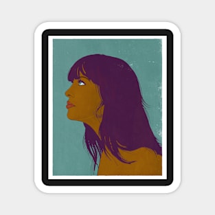 Purple Haired Girl Illustration Magnet