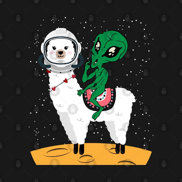 Llama Alien - Funny Animal Pun Joke Lover Spacecraft Lover by YouareweirdIlikeyou