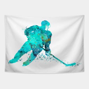 Ice Hockey Player Sports Girl Watercolor Tapestry