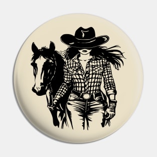 western cowgirl leading horse Pin