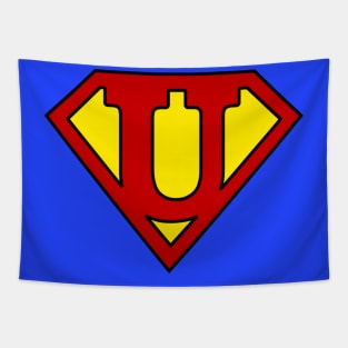 Superhero Symbol Letter U Tapestry